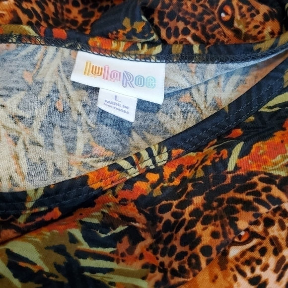 NWT Lularoe Irma, brown/black leopard faces on black base, size L - Picture 4 of 6